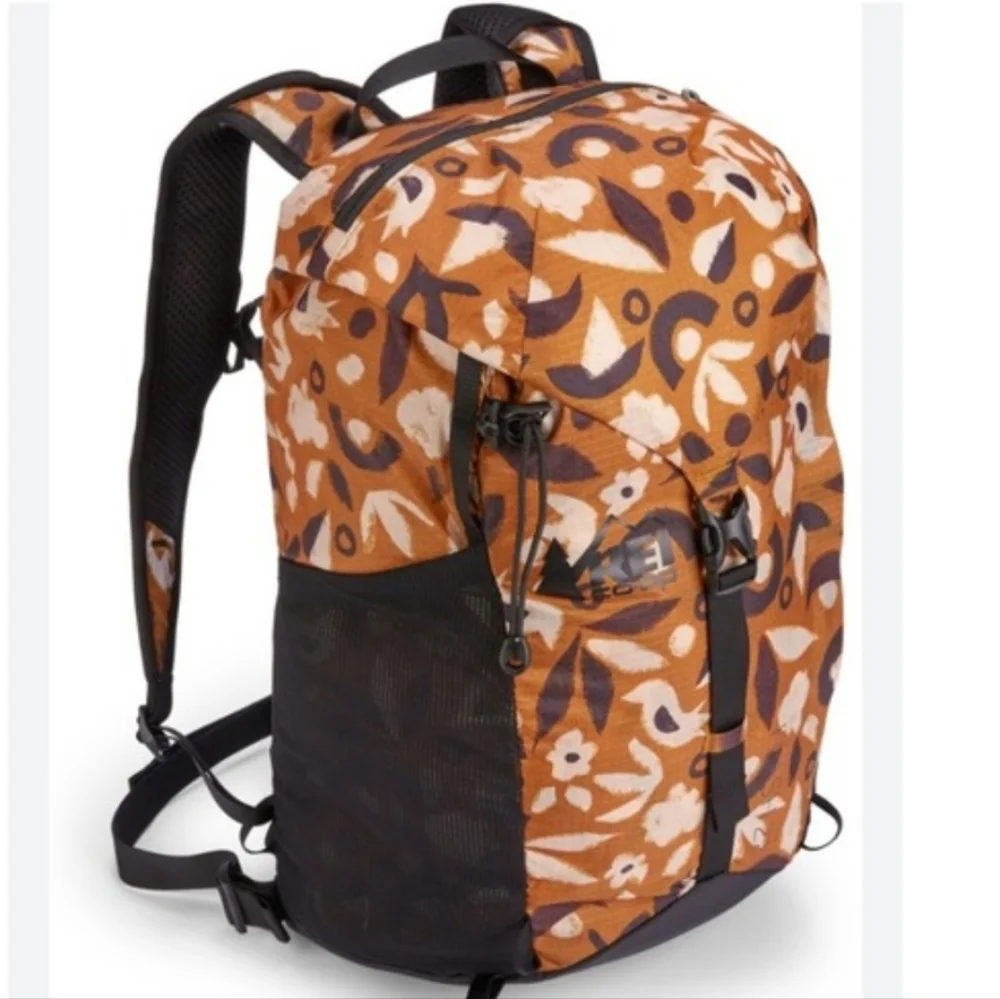 REI Co Op Flash 22 Backpack Orange RARE Forest Trails Floral Lightweight Daypack - Picture 1 of 6
